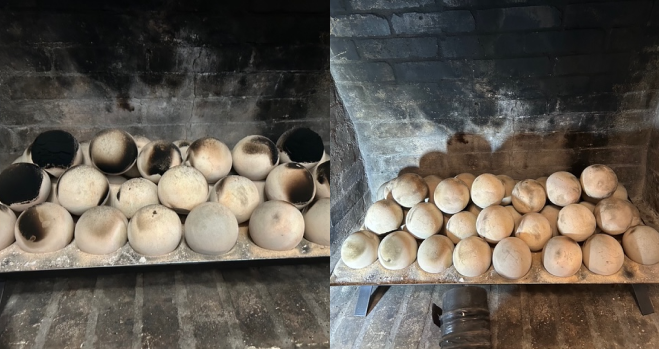 Fireplace with active flame